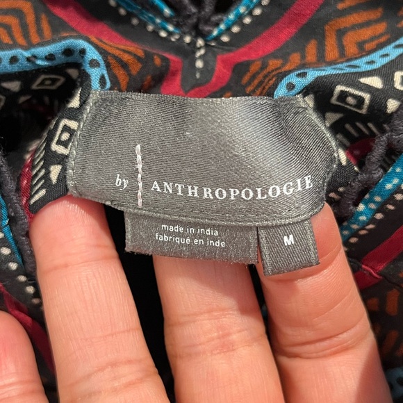 Anthropologie Black Floral & Animal Print Deep V Front Dress Sz. M‎ - Picture 9 of 11